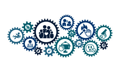 child safety icon with connected gears