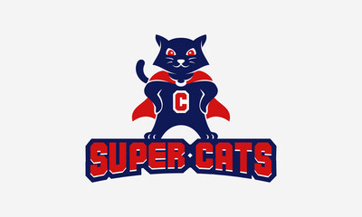 illustration vector graphic of modern, character, mascot, abstract mark for super hero, super cats logo design