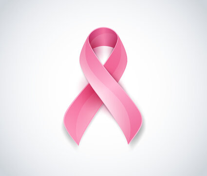 Pink ribbon - breast cancer awareness symbol - vector illustration isolated on white background