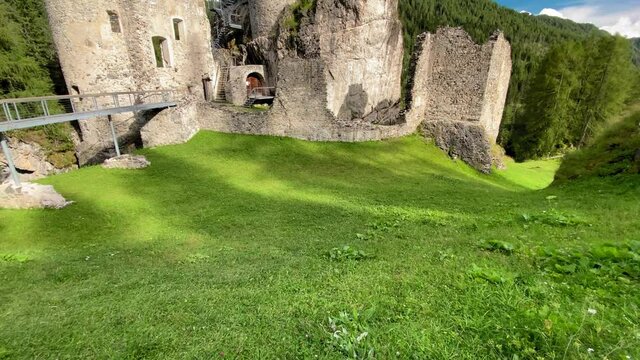 Beautiful view of Andraz Castle in the Italian Alps