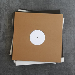 white label vinyl records in cardboard sleeves