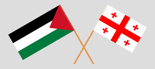 Crossed flags of Palestine and Georgia