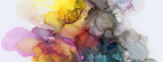 Abstract flow blot watercolor  color paintting background. Marble alcohol ink.