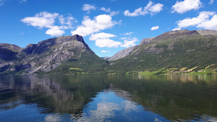 Naklejka na ściany i meble Beautiful mountains Vang in Norway