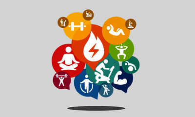 Fototapeta premium Gym Icons vector design concept 