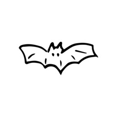 Bat doodle vector element. Halloween decoration.