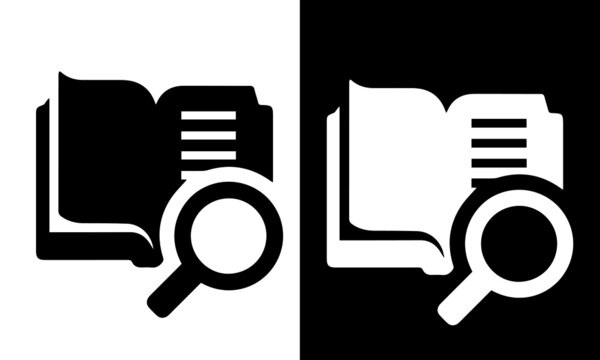 open book with magnifying glass icon vector design 