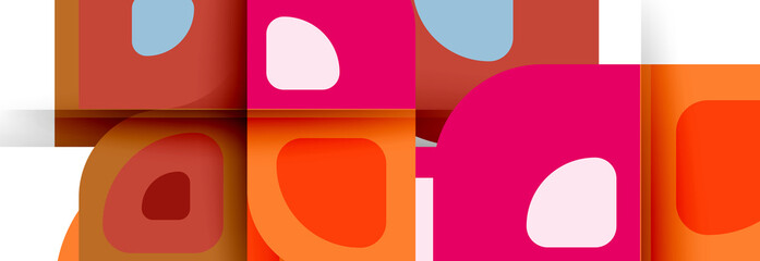 Naklejka premium Set of vector modern geometric abstract backgrounds with repeating abstract round shapes patterns and shadow effects