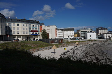 Fototapeta na wymiar Beach in San Cibrao San Ciprian, coastal village of Galicia, Spain
