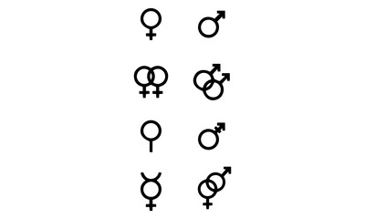 Set of gender symbols in different combination