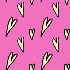 Abstract seamless heart pattern.Pink background textile texture.Colorful print for wedding invitation,poster,card,fabric,etc. Fashion valentine day ornament.