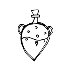 Magic poison bottle doodle vector element. Halloween decoration about esotericist and magic. 