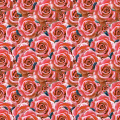 Beautiful seamless pattern in vintage style with watercolor rose flowers. Floral seamless background