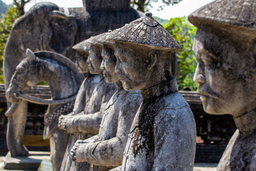 Fototapeta na wymiar Thủy Bằng, Hương Thủy, Thừa Thiên Huế(Vietnam);03 February 2020; Mausoleum of Emperor Khai Dinh: details of statues