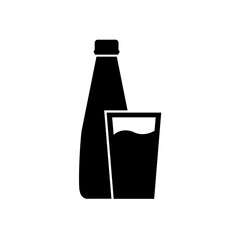 Bottle and glass icon, logo isolated on white background