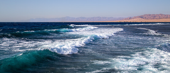 Beautiful raging seas with sea foam and waves