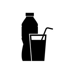 Bottle and glass icon, logo isolated on white background