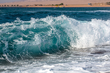 Beautiful raging seas with sea foam and waves