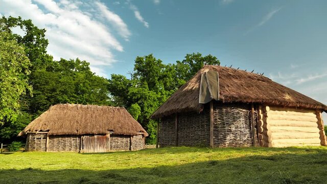 Old village with wooden houses