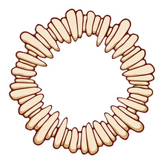 Abstract round meander, circular geometric ornament made of stones. Decorative pattern isolated on white background. Place for text. Vector color illustration for invitations, greeting cards.