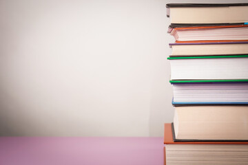 Collection books on white background.