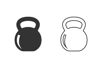 Kettlebell vector line icon set on white