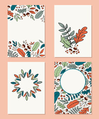 Fall card templates. Set of autumn leaf  seasonal templates. Perfect for graphic design cards, posters, invitations, brochure and more.