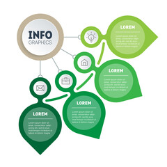Eco Business presentation concept of 4 parts, options or processes. Infographics. Template of a sales pipeline in agriculture, purchase funnel from four steps.