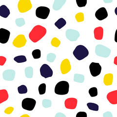 Abstract seamless pattern with spots. Childish cute print. Vector hand drawn illustration.