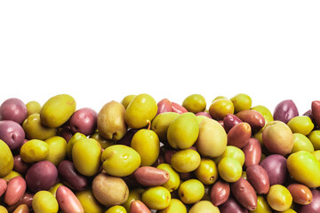 Tasty mix olives background.