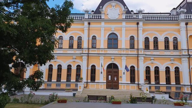 The Manuc Bei mansion, an architectural, culture and historic complex with museum, winery and other edifices located in Hincesti city, Moldova. Manuc Bey palace facade.