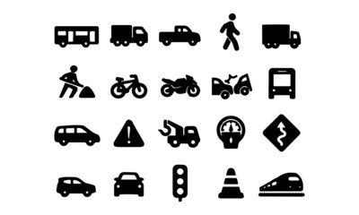  Traffic Icons vector design black and white 