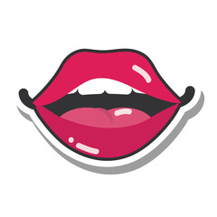 pop art mouth and lips, mouth lips and teeth, line and fill icon