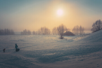 sunrise in the snow