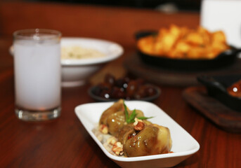 eggplant dish with arak and appetizers