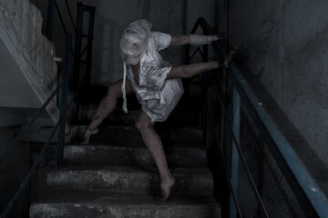 Dirty monster girl with bandaged face