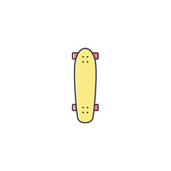 Cruiser skateboard flat color line icon in minimal design on isolated white background. Skate board vector linear sign, symbol, emblem, element, object.