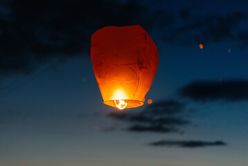 Paper lanterns launched into the sky during the celebration of traditional holidays. Traditions