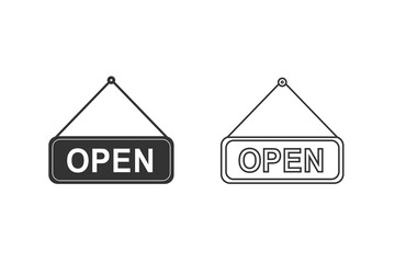 Open Tag line icon set on white. Vector