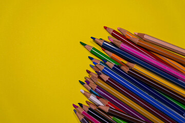 colored pencils concept art back to school, class time, school advertising school campaign