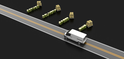 Logistics industry conceptual image, original 3d rendering and models