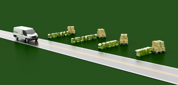 Logistics industry conceptual image, original 3d rendering and models