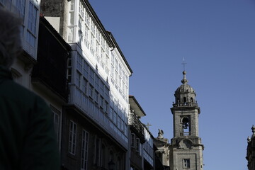 Fototapeta na wymiar Street in Santiago de Compostela, historical city of Galicia. La Coruna, Spain