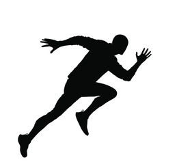 Fototapeta na wymiar Sprinter runner vector silhouette isolated on white background. Marathon racer running silhouette. Sport man activity concept.