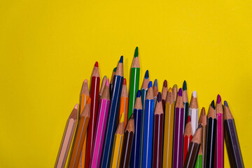 colored pencils concept art back to school, class time, school advertising school campaign