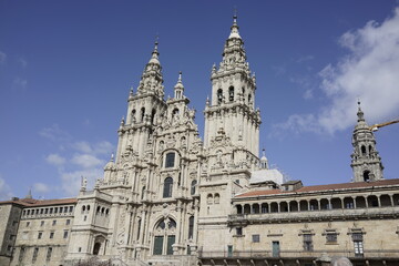 People in Santiago de Compostela, historical city of Galicia. La Coruna, Spain