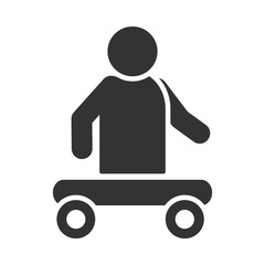 person without legs sitting in cart, world disability day, silhouette icon design