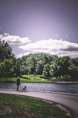 young couple walking in the park