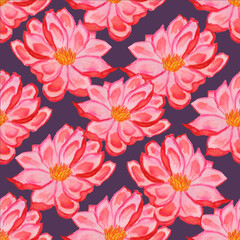 bouquet of pink magnolia or sakura, oleander flower, seamless, spring, summer flowers similar to lotus or astrus 