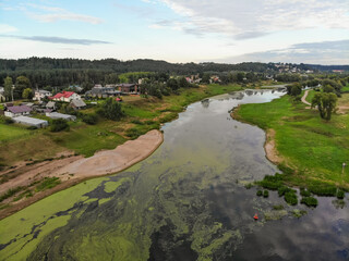 Fototapeta na wymiar Nemunas and Nevezis rivers confluence close to Kaunas in Lithuania